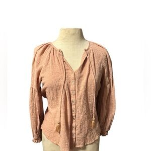 Olivaceous Blush Textured Blouse